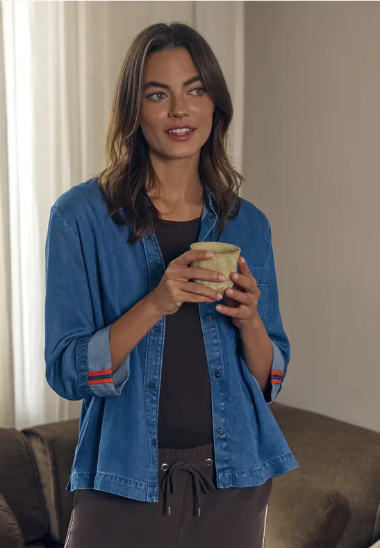 Denim-Look Bluse günstig online kaufen