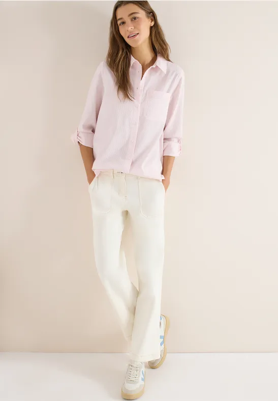 Thumbnail - Cecil Damen Gestreifte Seersucker Bluse in Rosa, Gr: XS