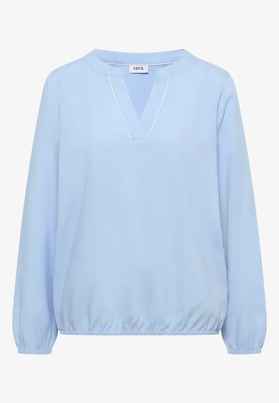 Thumbnail - Cecil Damen Bluse in Unifarbe in Blau, Gr: 3XL