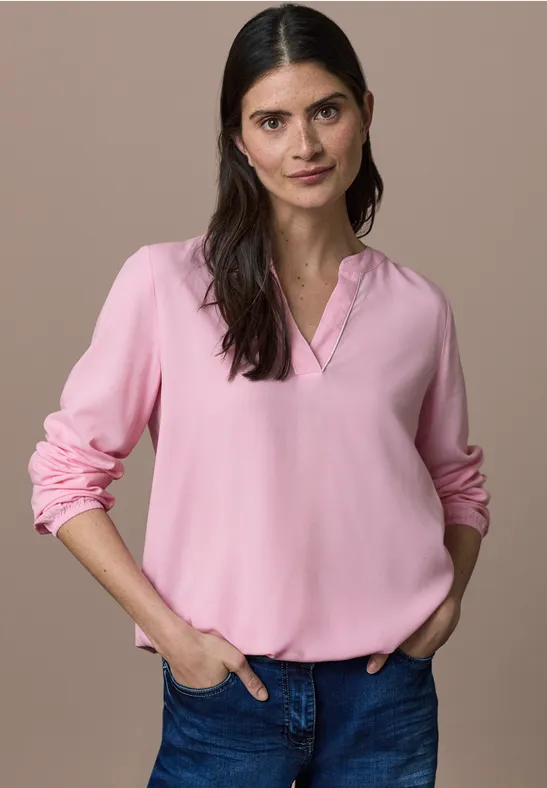 cecil Bluse Split Neck Viskose Rosa