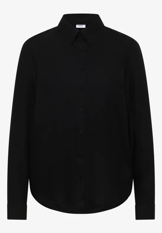 Thumbnail - Cecil Damen Hemdbluse in Unifarbe in Schwarz, Gr: 3XL