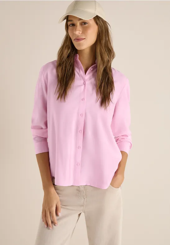 Thumbnail - Cecil Damen Hemdbluse in Unifarbe in Rosa, Gr: 3XL