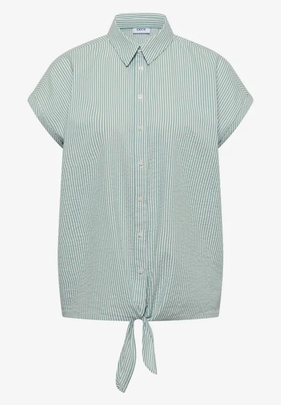Thumbnail - Cecil Damen Bluse in Seersucker Qualität in Grün, Gr: S