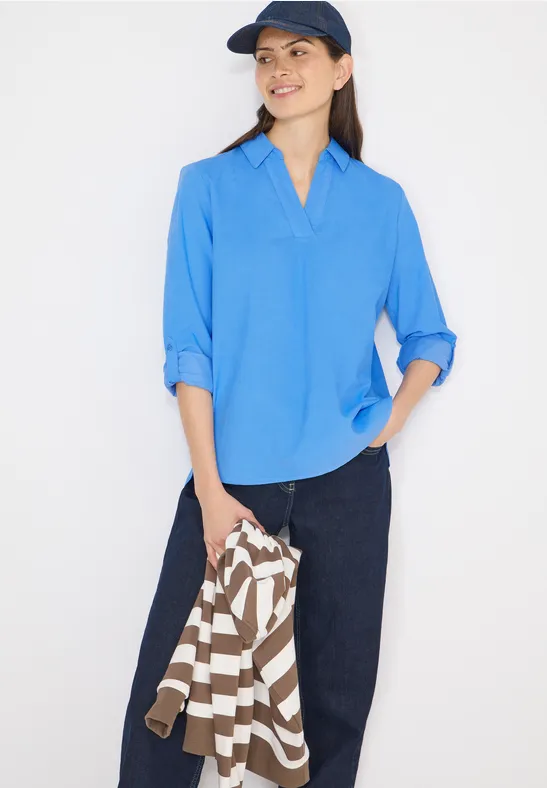 Thumbnail - Cecil Damen Bluse mit Turn-Up in Blau, Gr: S