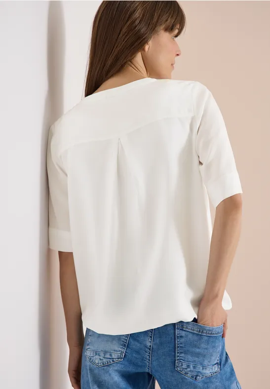 CECIL Kurzarm Bluse mit Split Neck günstig online kaufen