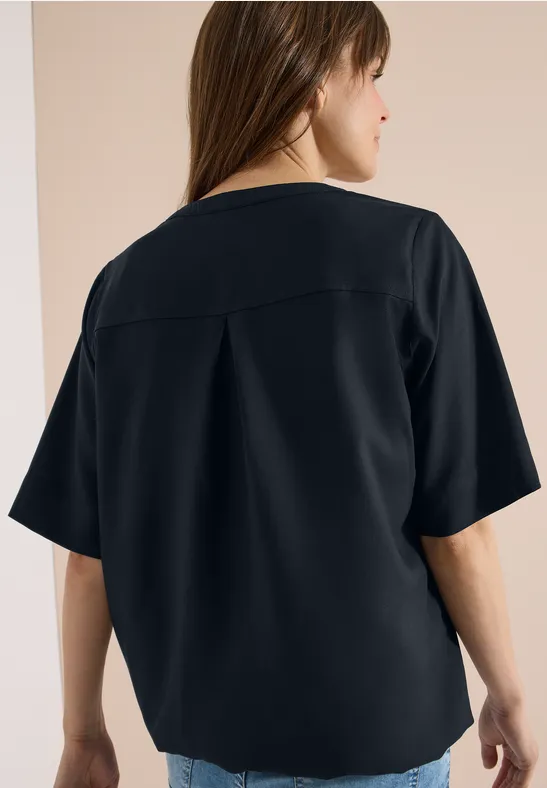 CECIL Kurzarm Bluse mit Split Neck günstig online kaufen