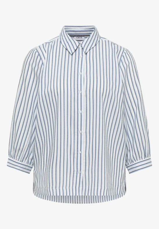 Thumbnail - Cecil Damen Bluse in Seersucker Qualität in Blau, Gr: XL