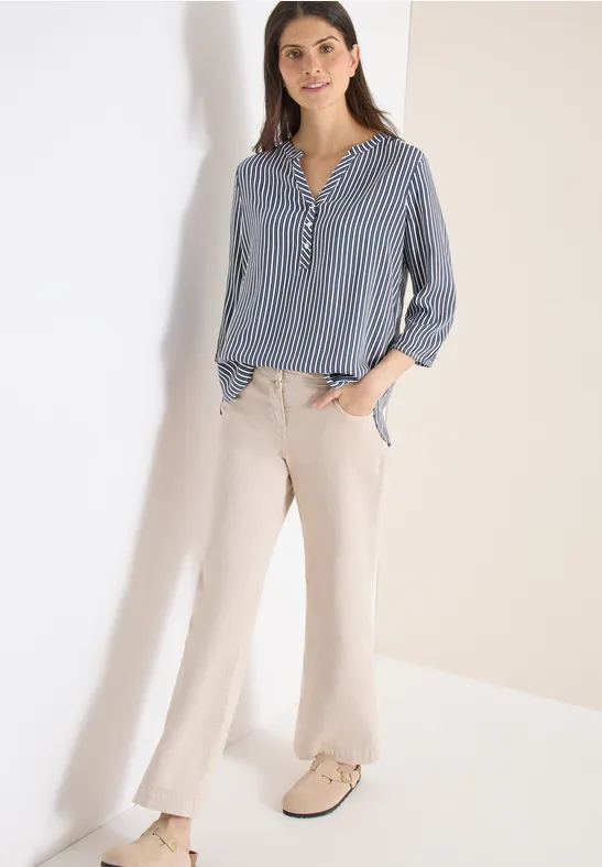 Thumbnail - Cecil Damen 3/4-Arm Bluse mit Streifenmuster in Blau, Gr: XS