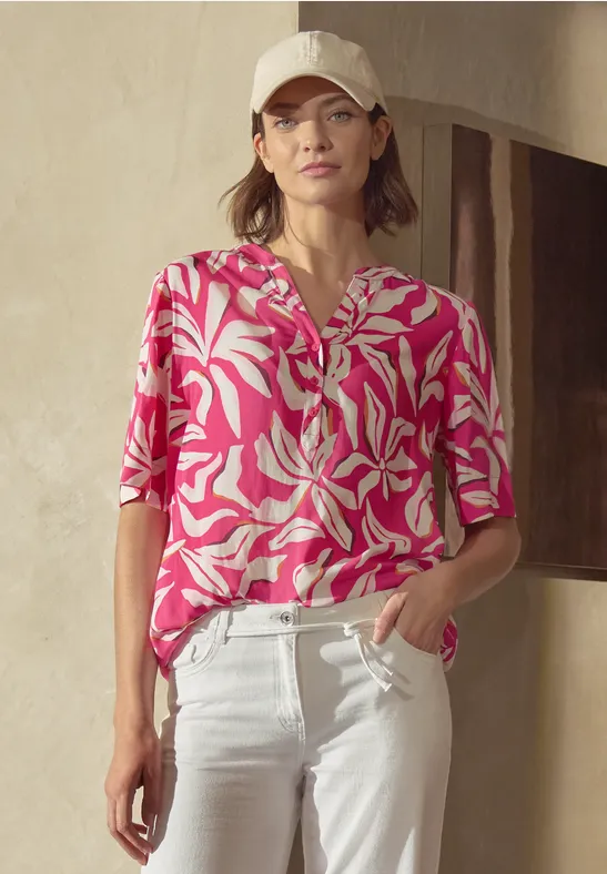 Kurzarm Bluse mit floralem Muster günstig online kaufen