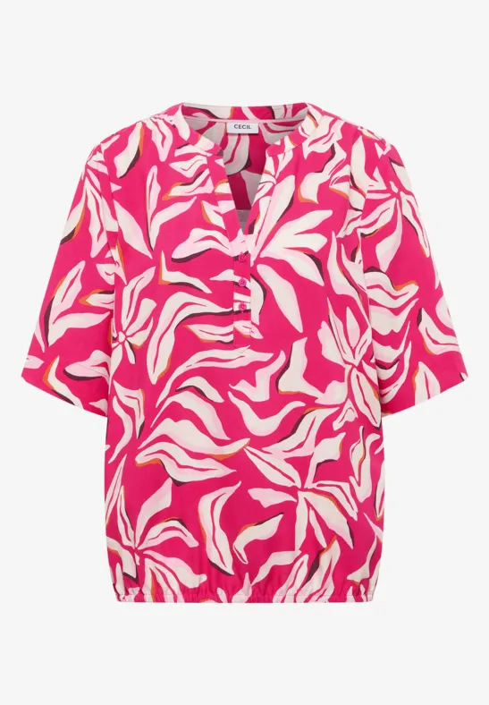 Thumbnail - Cecil Damen Kurzarm Bluse mit floralem Muster in Pink, Gr: XL