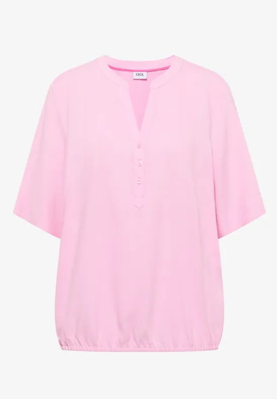 Thumbnail - Cecil Damen Bluse mit Split Neck und Elastiksaum in Rosa, Gr: XXL