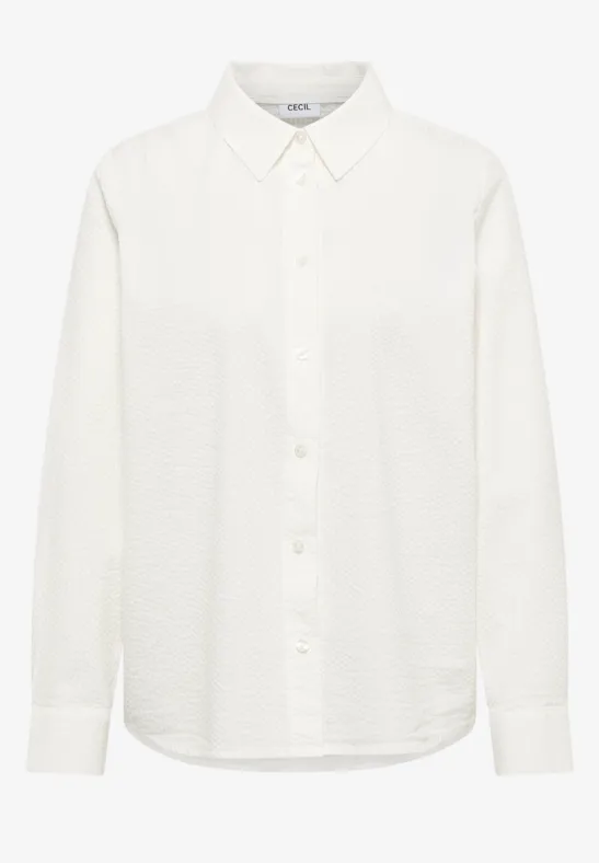 Thumbnail - Cecil Damen Langarm Bluse mit Struktur und Knöpfen in Weiß, Gr: L