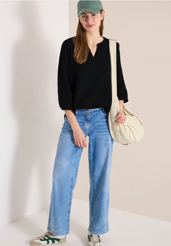 Thumbnail - Cecil Damen 3/4-Arm Bluse in Musselin-Qualität in Schwarz, Gr: M