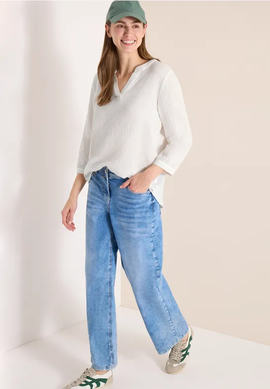 Thumbnail - Cecil Damen 3/4-Arm Bluse in Musselin-Qualität in Weiß, Gr: L