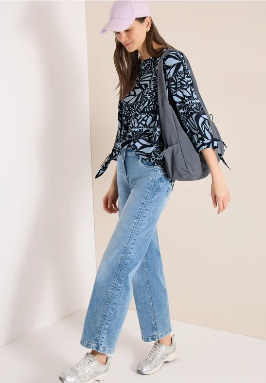 Thumbnail - Cecil Damen 3/4-Arm Bluse mit Patchwork-Print in Blau, Gr: L