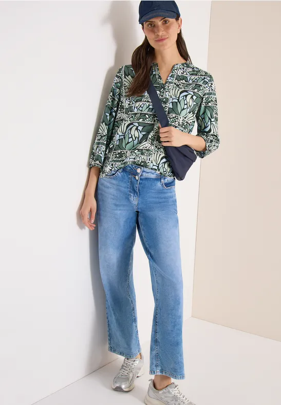 Thumbnail - Cecil Damen 3/4-Arm Bluse mit Patchwork-Print in Grün, Gr: 3XL