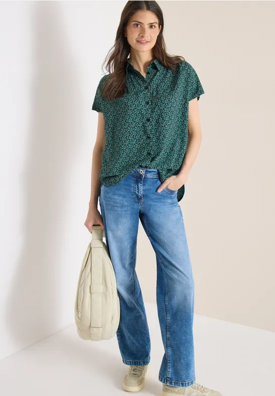 Kurzarm Bluse mit Knopfleiste günstig online kaufen