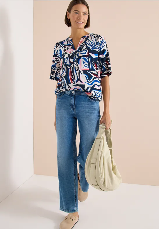 CECIL Kurzarm Bluse mit Multicolor Print günstig online kaufen