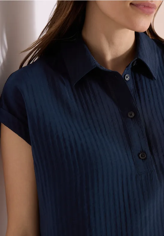 cecil Dropped Shoulder Struktur Bluse Viskose-Polyamide Blau