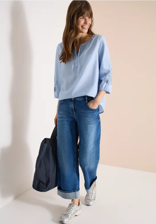 Thumbnail - Cecil Damen 3/4-Arm Bluse mit Stickerei in Blau, Gr: L