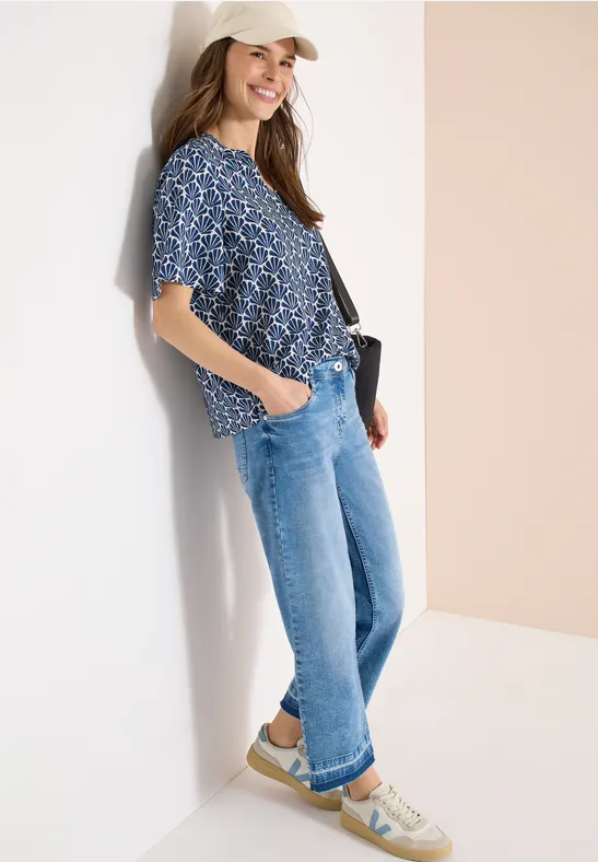 CECIL Kurzarm Bluse mit Muschelprint günstig online kaufen
