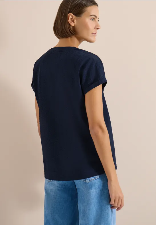 CECIL Dropped Shoulder Bluse in Seersuckerqualität günstig online kaufen