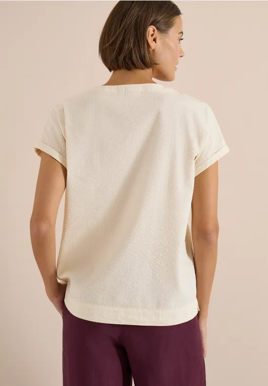 CECIL Dropped Shoulder Bluse in Seersuckerqualität günstig online kaufen