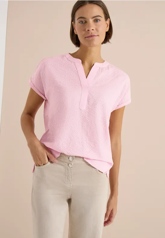 cecil Bluse Dropped Shoulder Seersucker Baumwolle-Modal Rosa