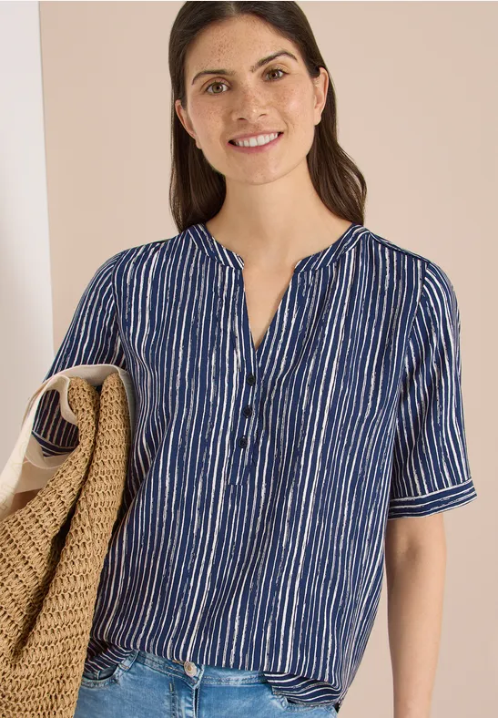 CECIL Bluse mit Split Neck und Streifen günstig online kaufen