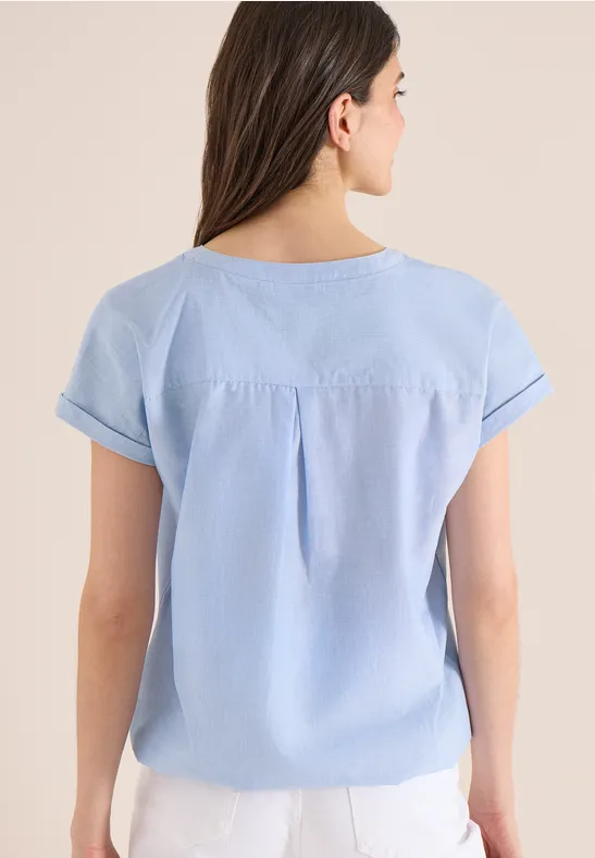 Kurzarm Bluse in Chambrayqualität günstig online kaufen
