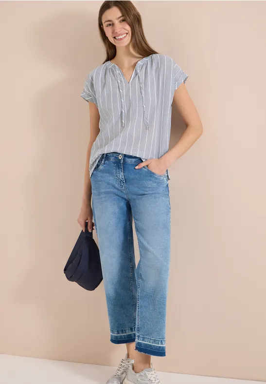 cecil Bluse Dropped Shoulder Struktur Baumwolle Grün