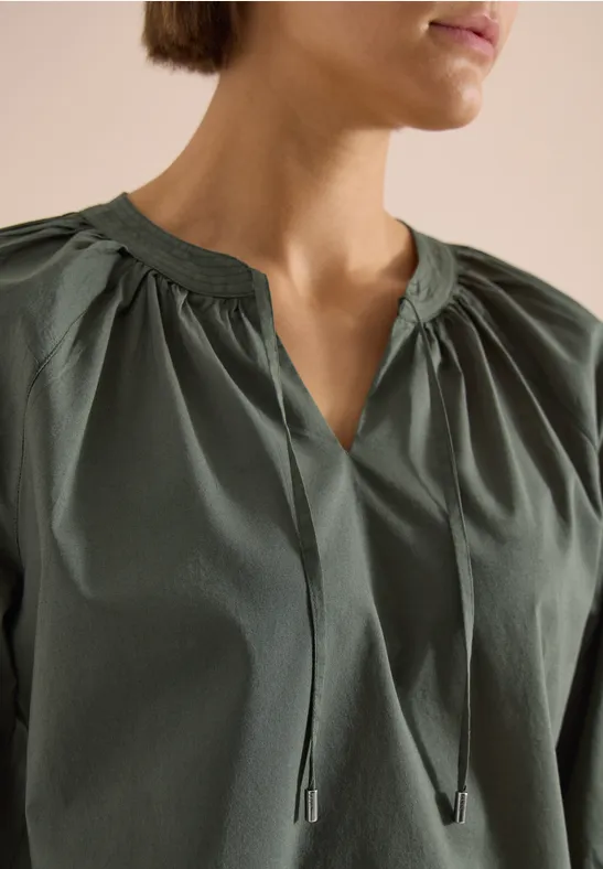 cecil Bluse 3/4 Split Neck Baumwolle Grün