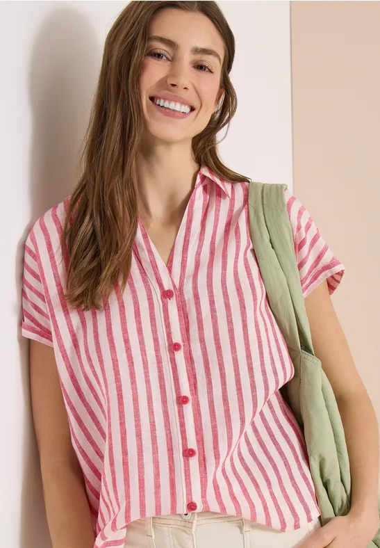 cecil Bluse Dropped Shoulder Hemdbluse Leinen Rot