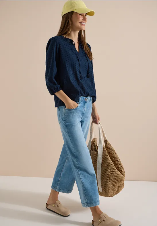 cecil Tunika 3/4 Arm Split Neck Blau