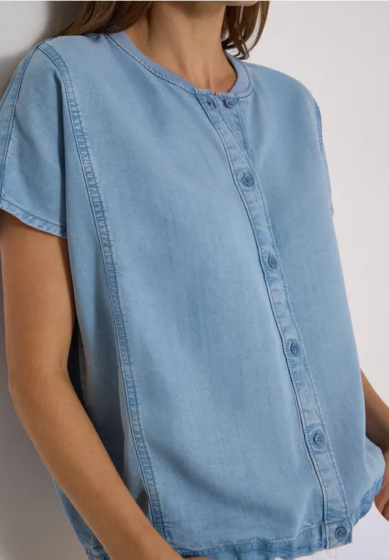 Lyocell-Bluse in Blouson-Optik