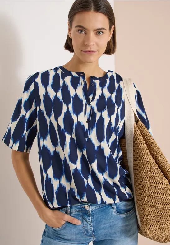 Cecil Blouse met korte mouwen, ronde hals en print