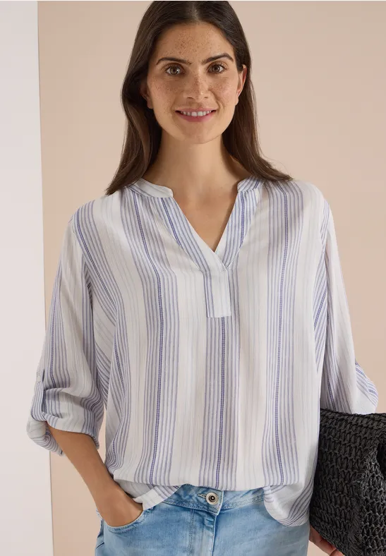 3/4-Arm Bluse mit Turn-Up und Streifen