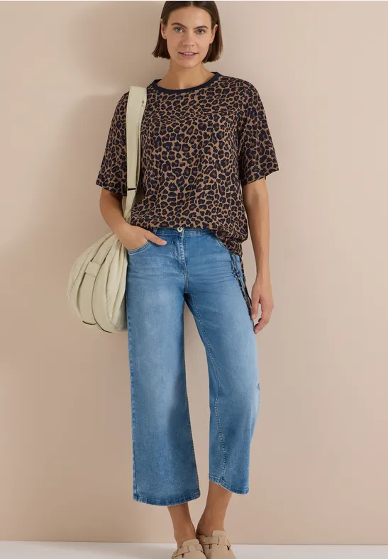 Cecil Blouse met korte mouwen en luipaardprint