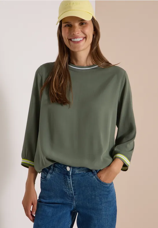 3/4-Arm Blusenshirt mit Kontrastdetails