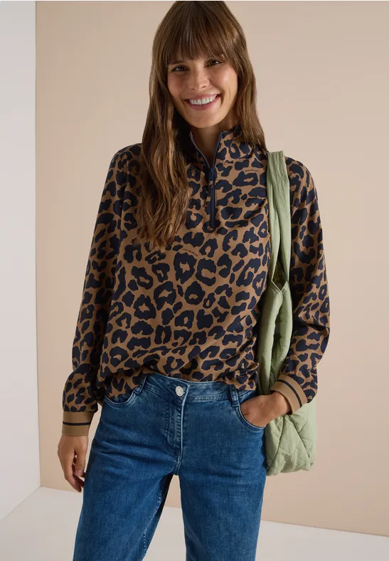 Cecil Blouse met opstaande kraag en ritssluiting