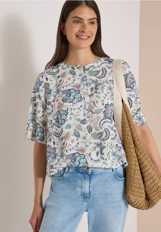 Cecil Blouse met korte mouwen, ronde hals en print