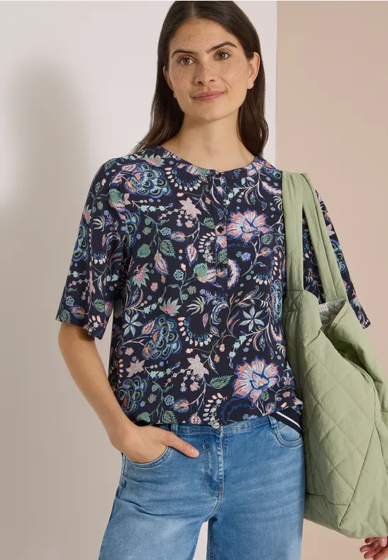 Cecil Blouse met korte mouwen, ronde hals en print