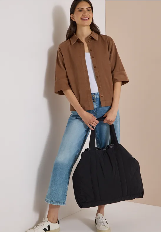 Kurzarm Hemdbluse in Unifarbe
