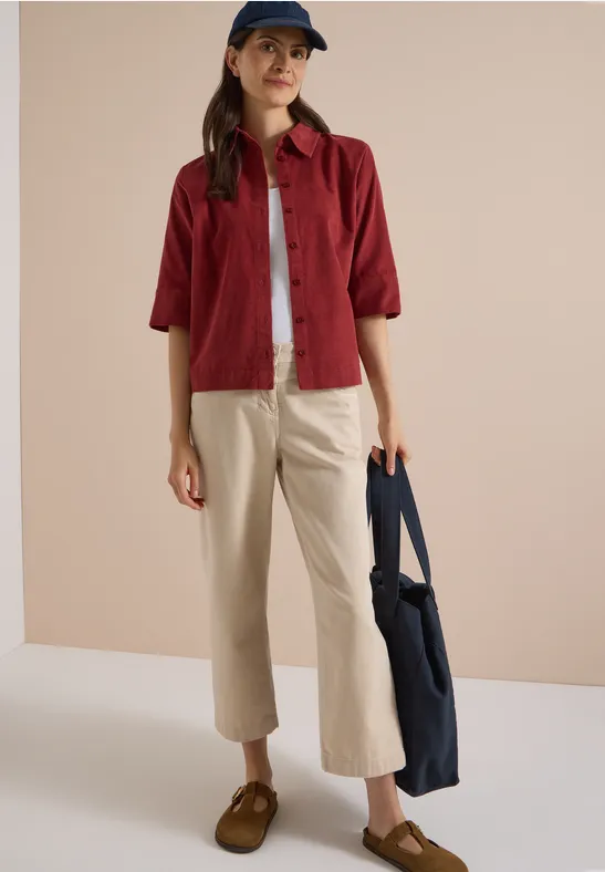 Kurzarm Hemdbluse in Unifarbe