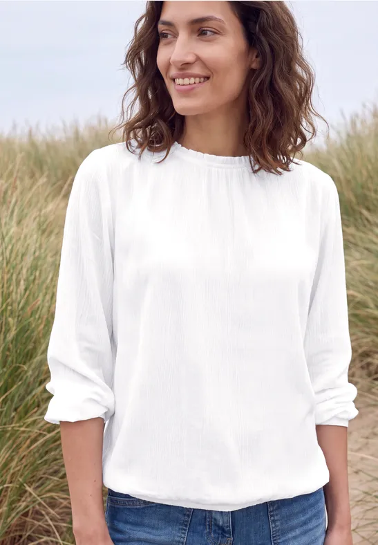 Cecil Blouse met lange mouwen, ronde hals en plooidetails