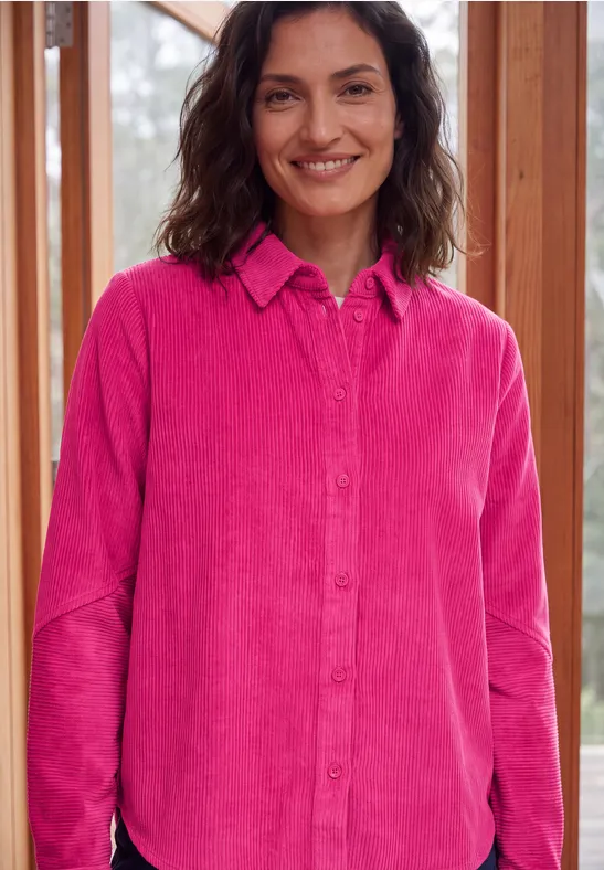 Blouse van ribstof