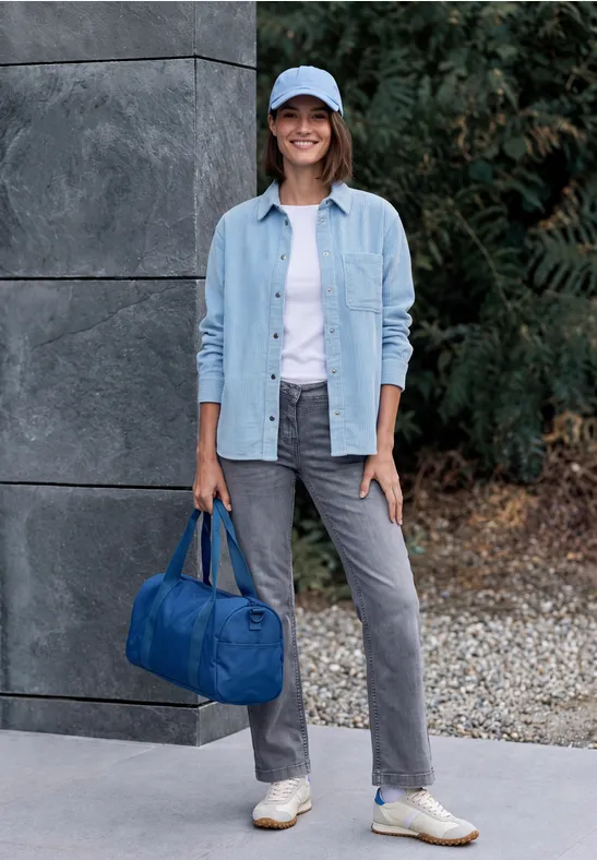 Corduroy overhemdblouse in effen kleur