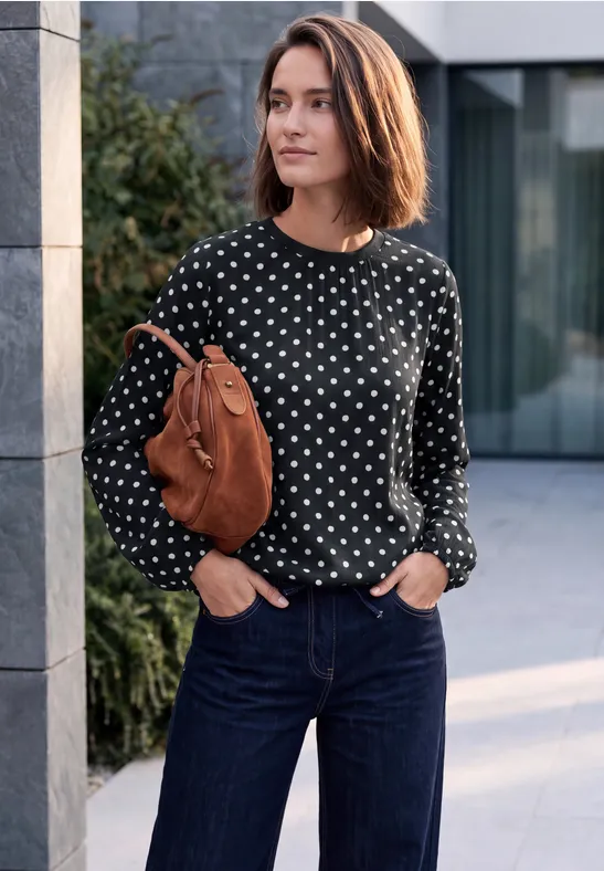 Chemisier en crêpe à motifs de pois