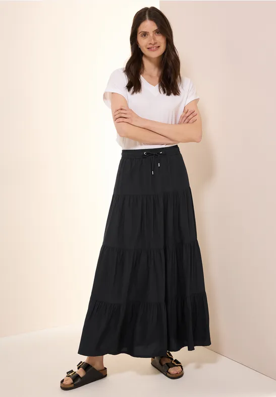 Thumbnail - Cecil Damen Maxi-Rock mit Volants in Schwarz, Gr: L