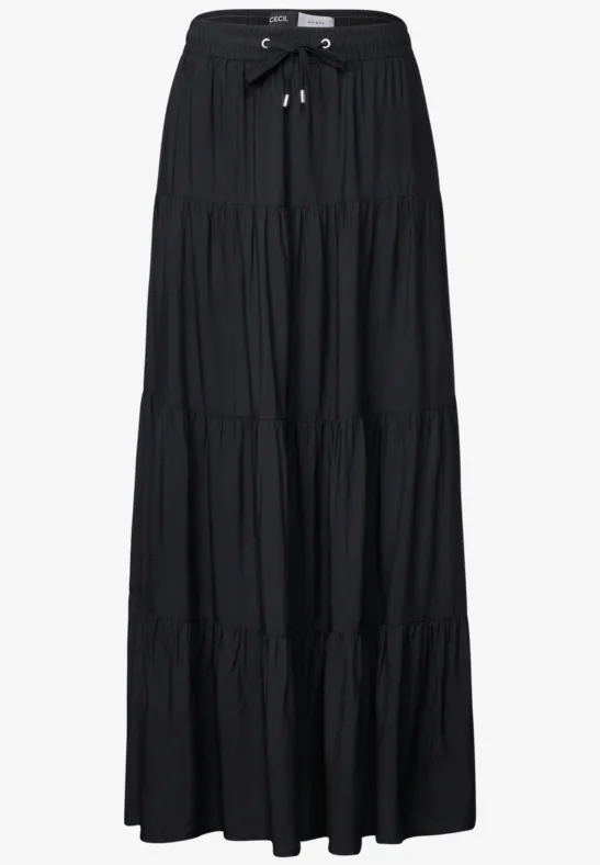 Thumbnail - Cecil Damen Maxi-Rock mit Volants in Schwarz, Gr: L